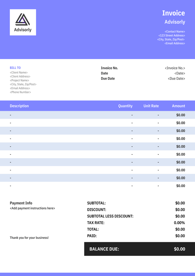 Classic consulting invoice template