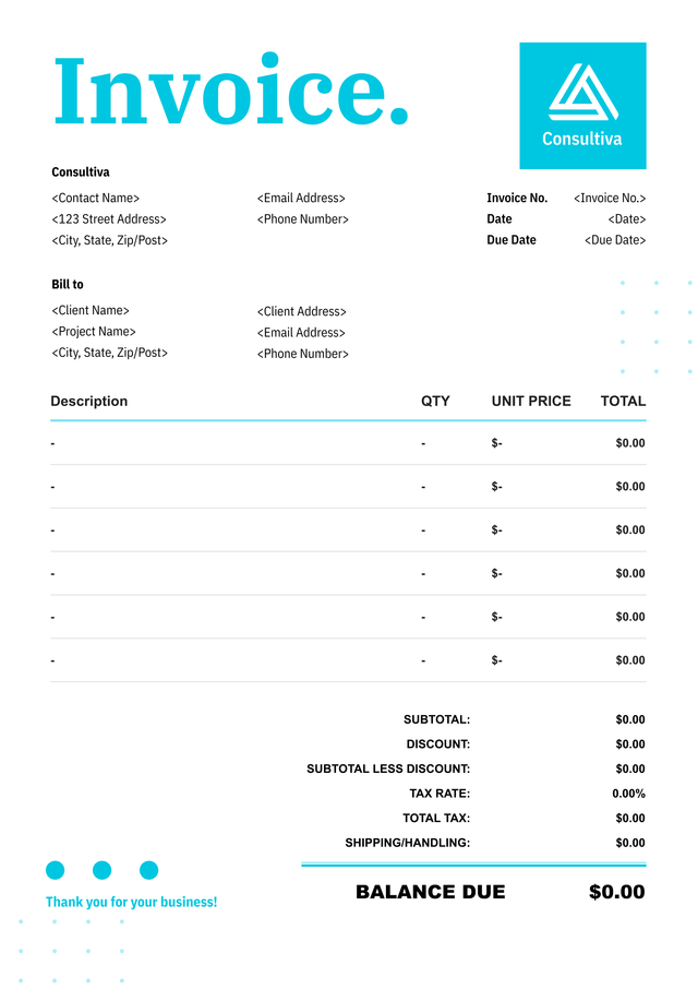 Elegant consulting invoice template