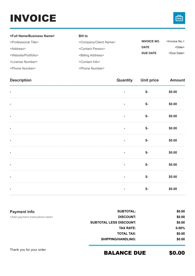 Lines freelance invoice template