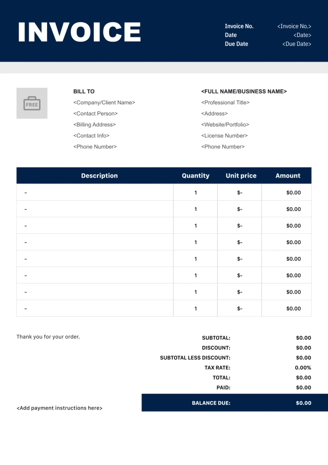 Bold freelance invoice template