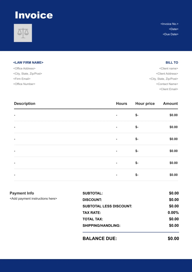 Dark law firm invoice template