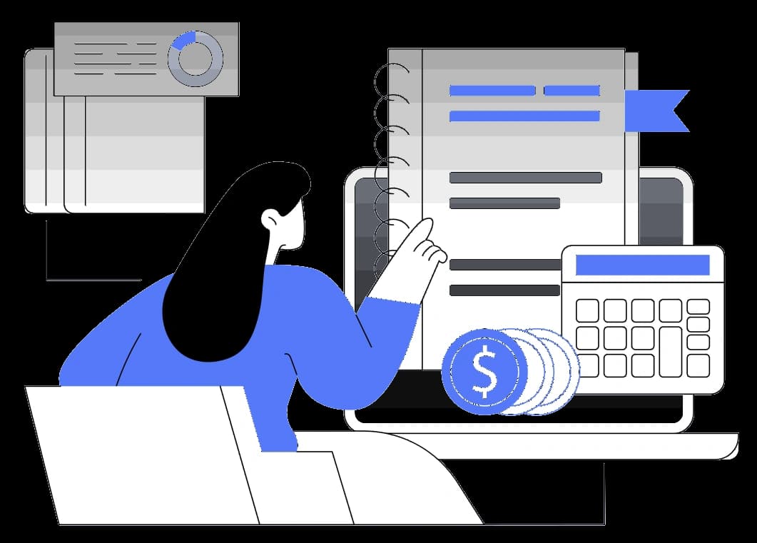 Illustration of a small business owner preparing documents