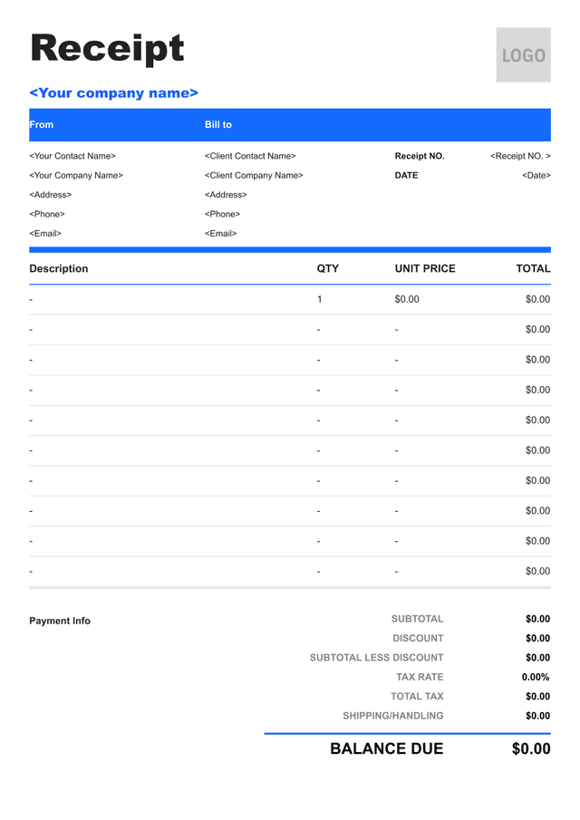 Payment Detail template preview