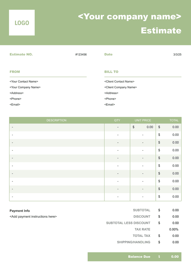 Natural Green template preview