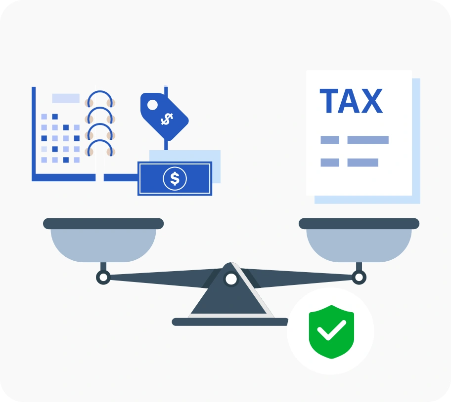 A balance scale comparing book records and tax records