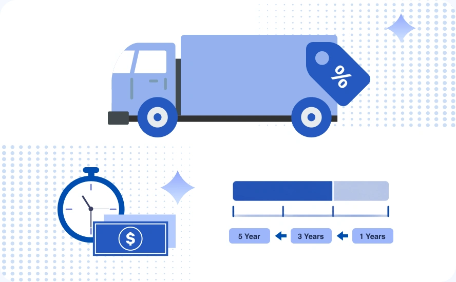A business vehicle, clock and remaining useful-life diagram