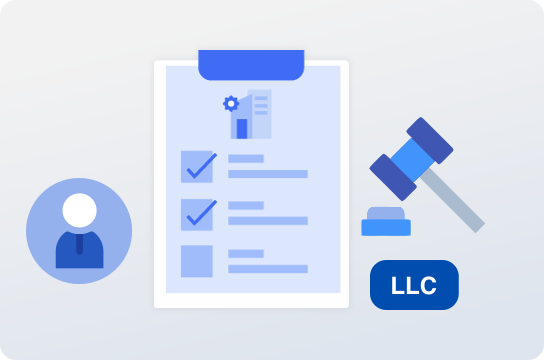 An LLC business structure checklist and gavel