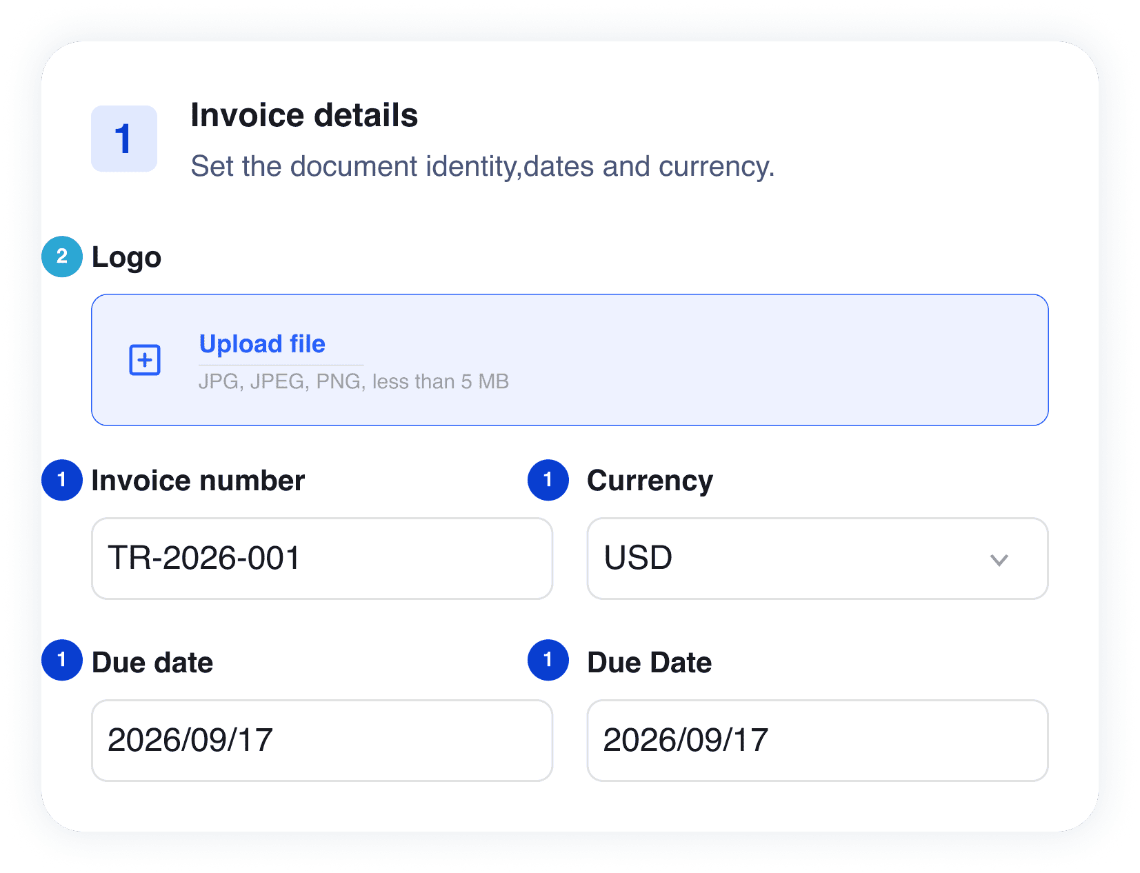Invoice details form