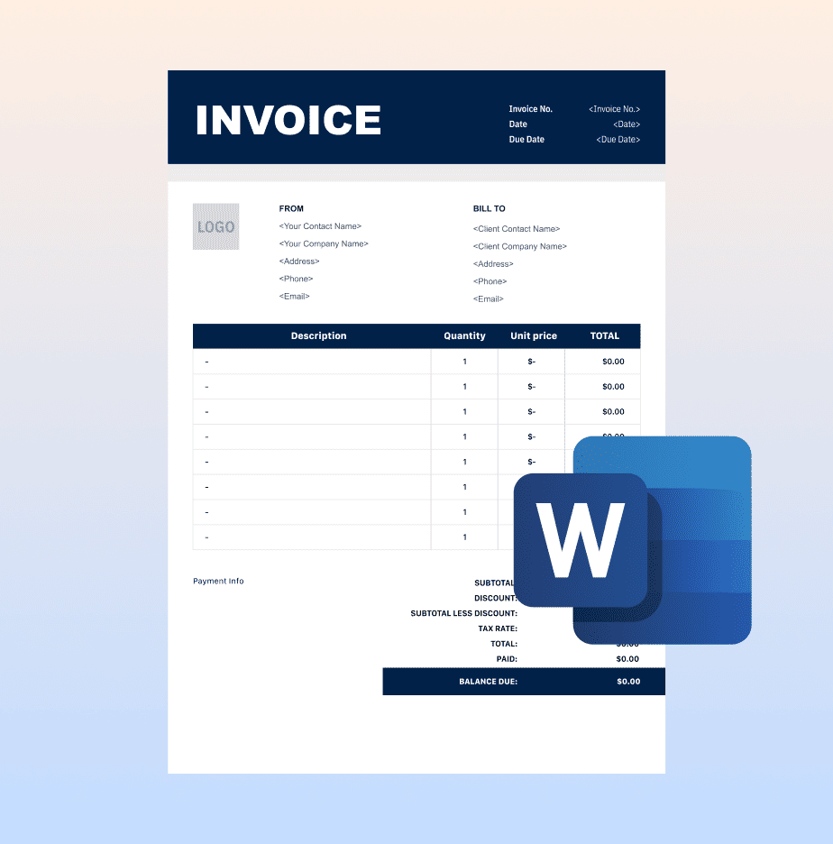 Word invoice template preview