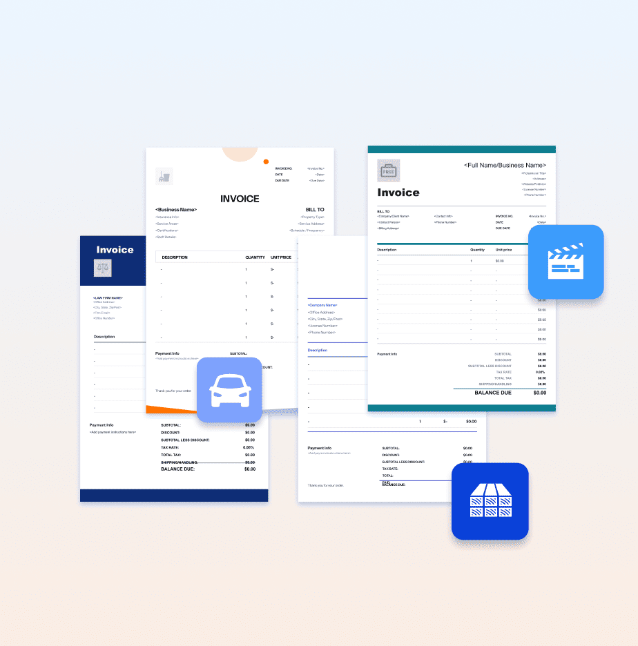 Invoice templates by industry