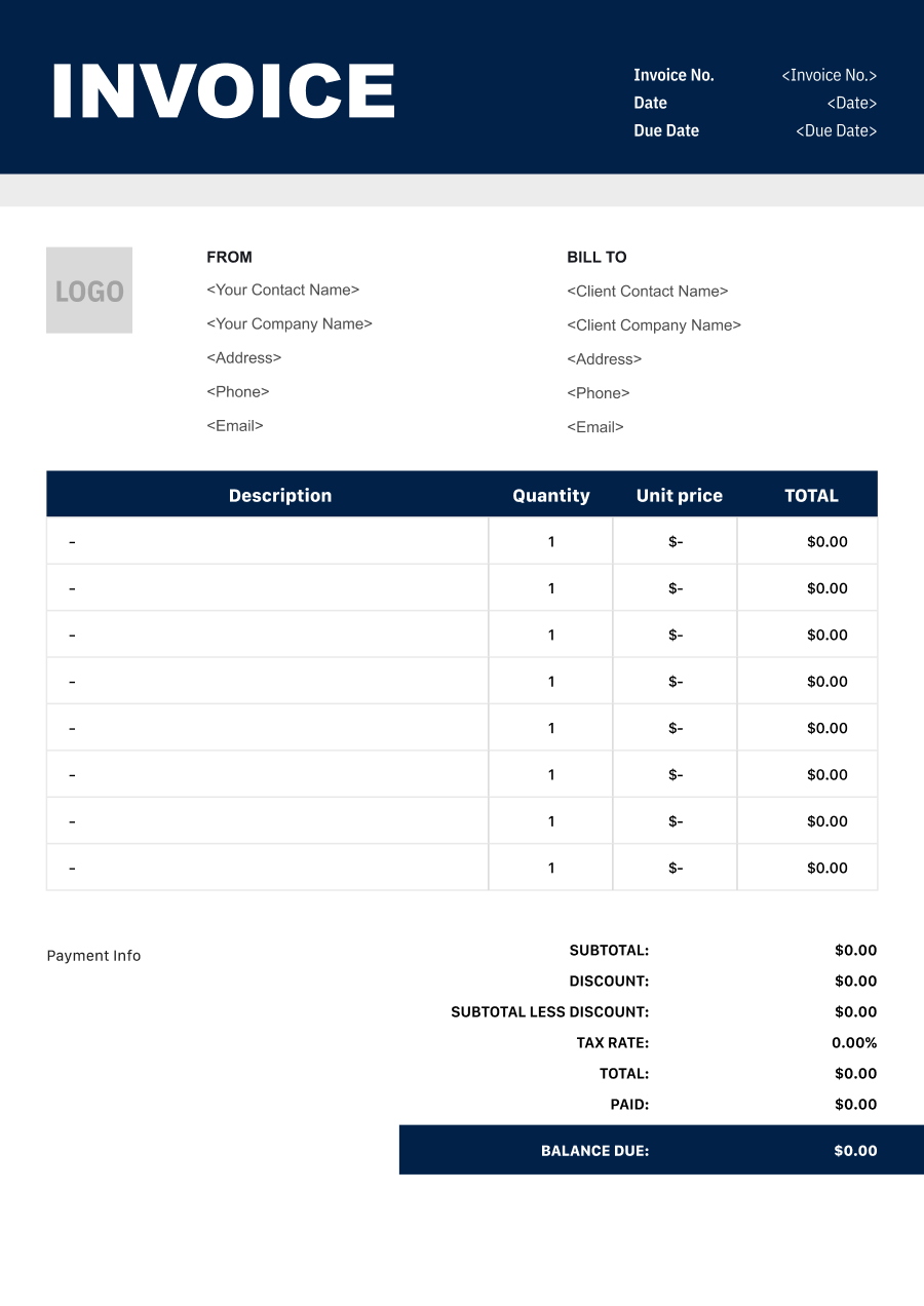 Sleek invoice template