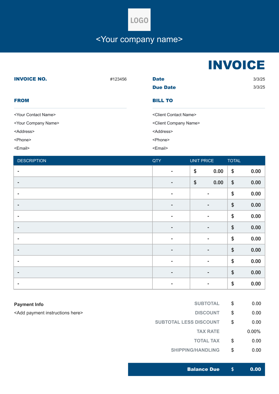 Executive invoice template