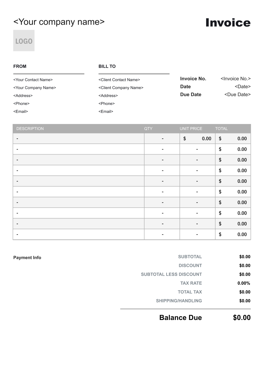 Traditional Invoice Template