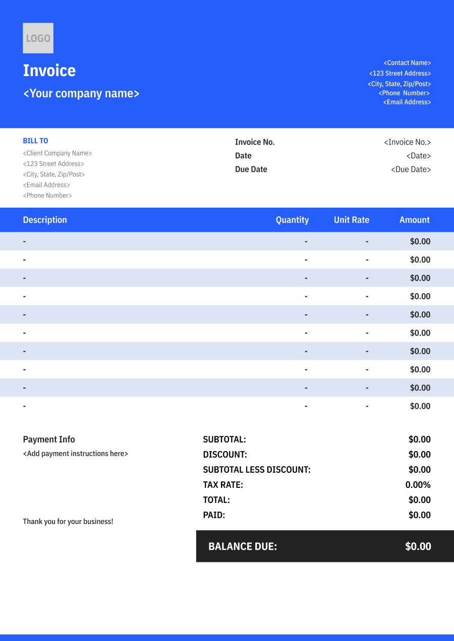 Simple invoice template