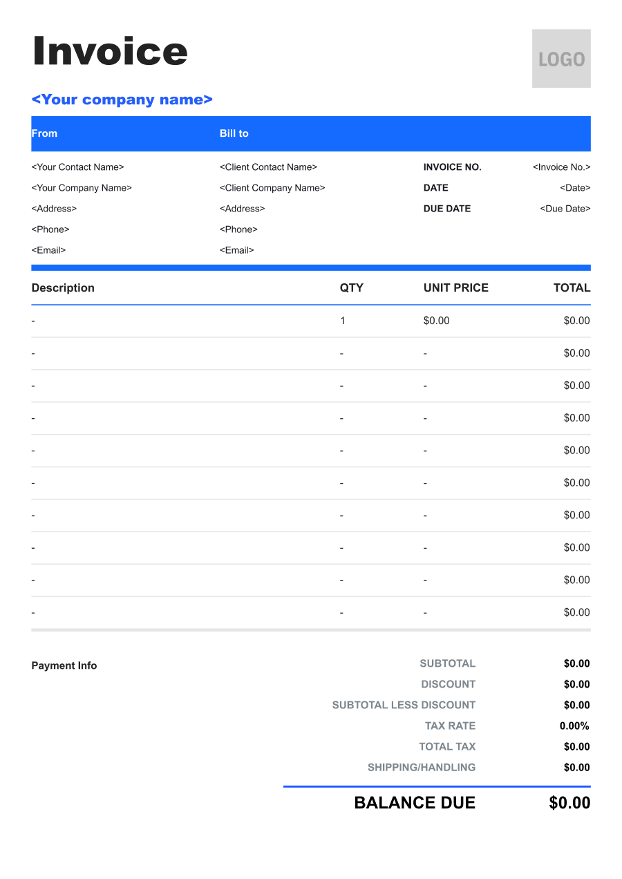 Classic invoice template
