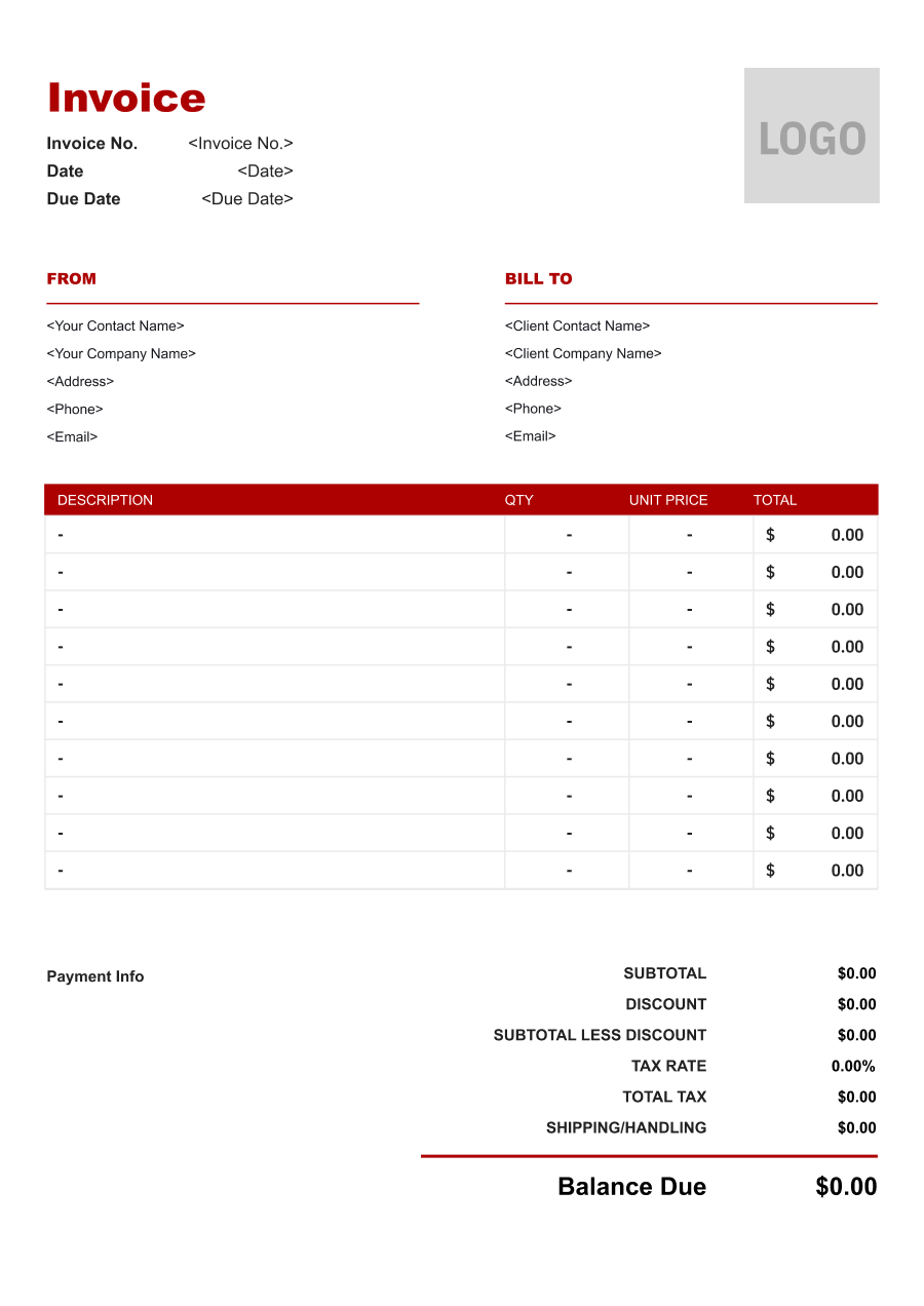 Minimal invoice template