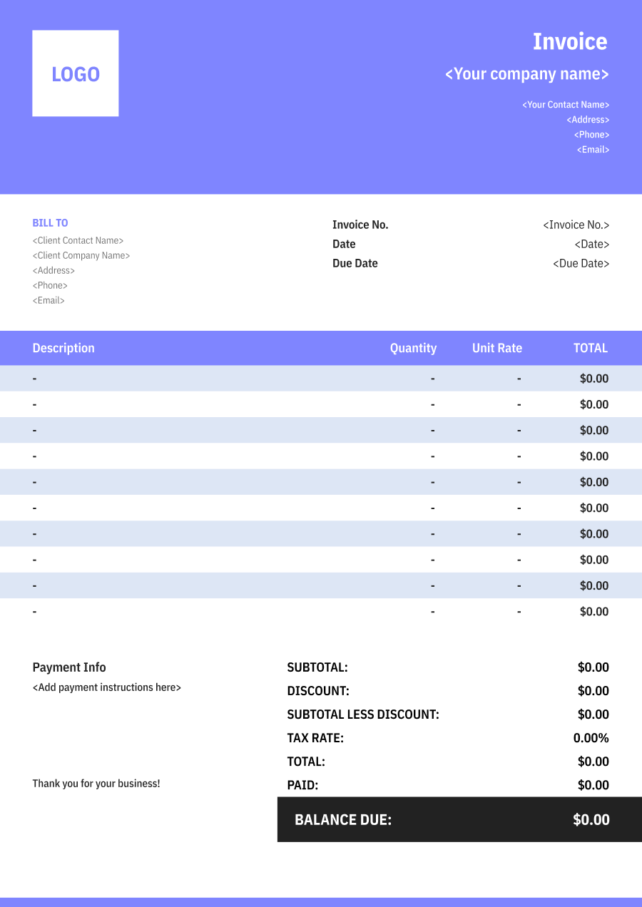 Basic invoice template