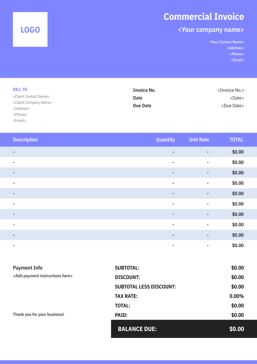 Basic invoice template