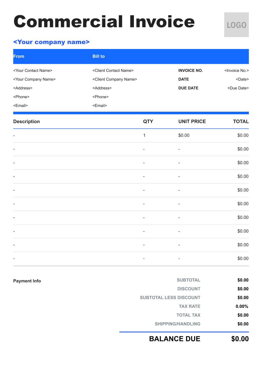 Trade Detail invoice template