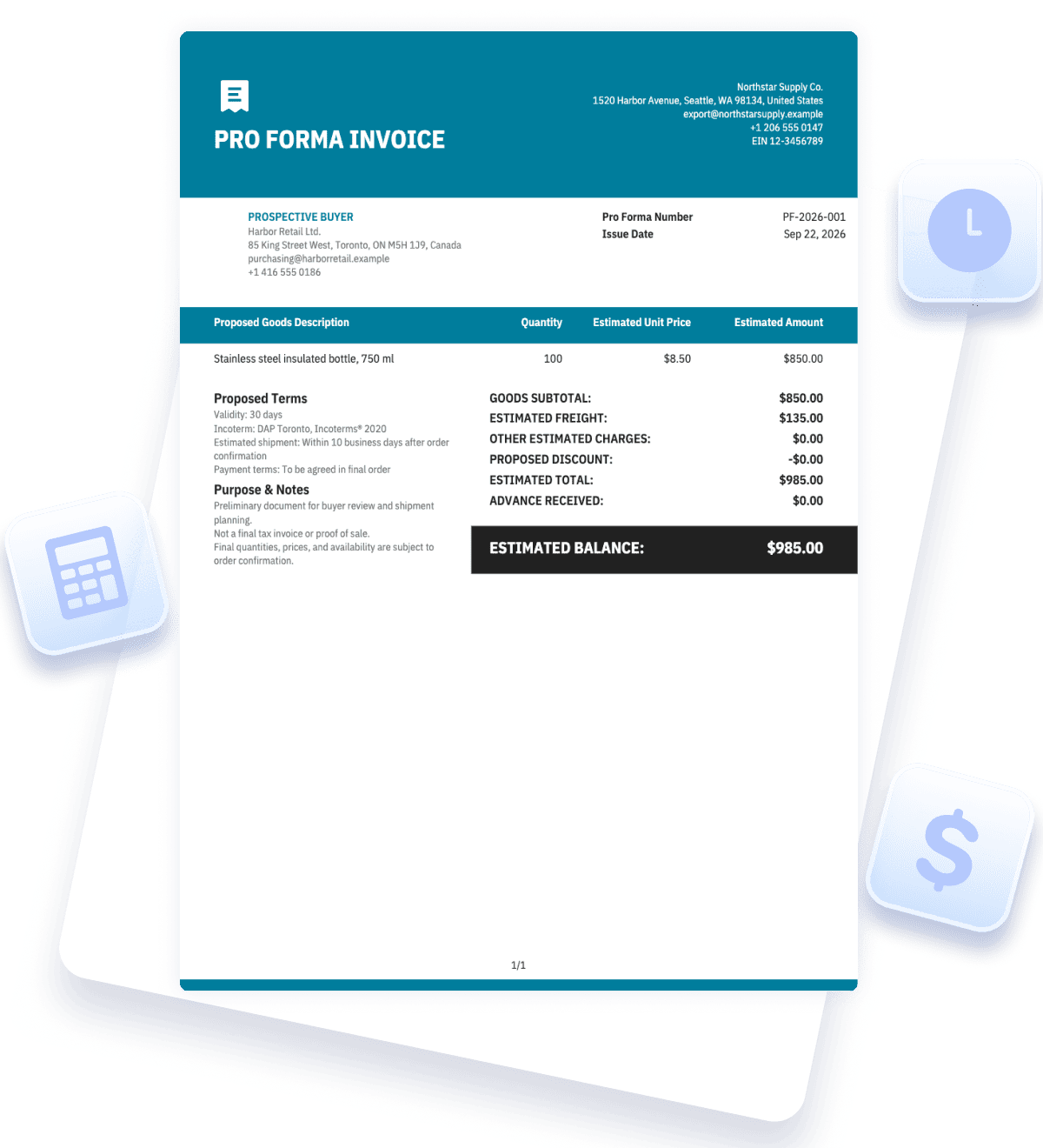 Pro Forma Invoice Template