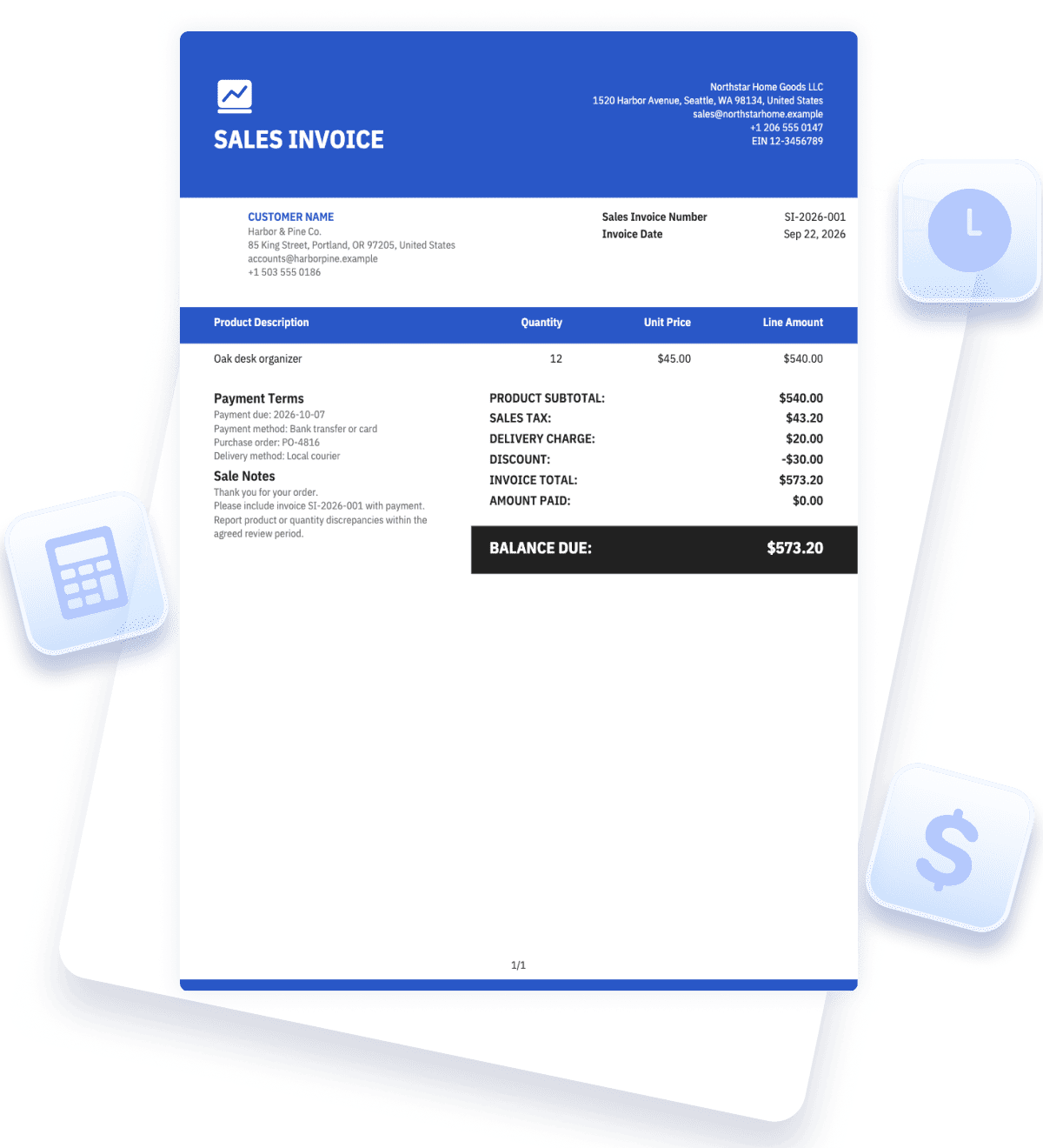 Sales Invoice Template preview