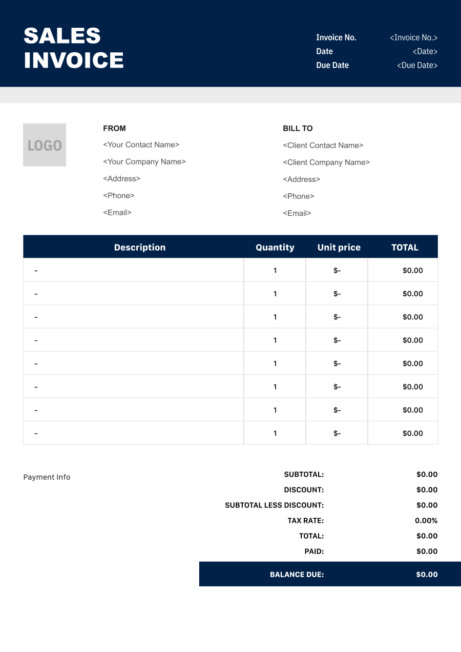 Product Detail invoice template