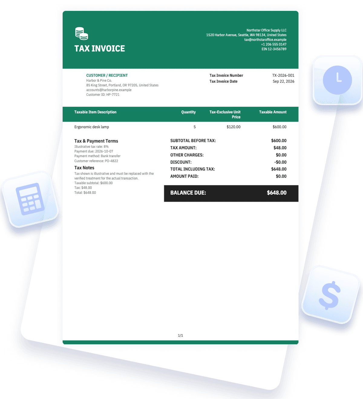 Tax Invoice Template preview