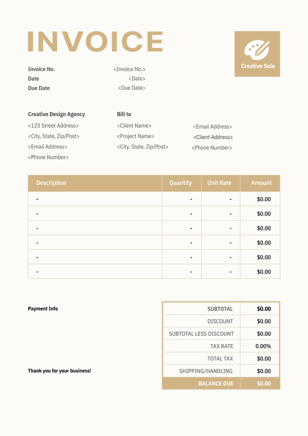 Clean invoice template