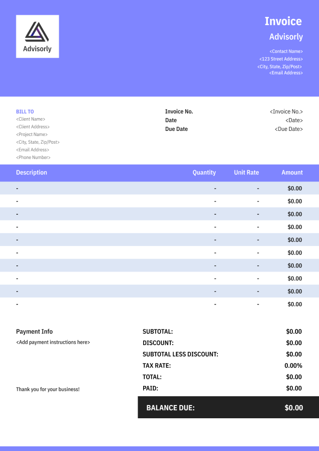 Business Invoice Template